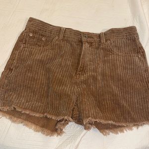 POL Frayed Hem Corduroy Shorts